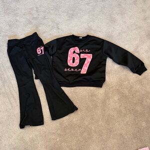 Black and Pink 67 Sweatshirt and Pants Set